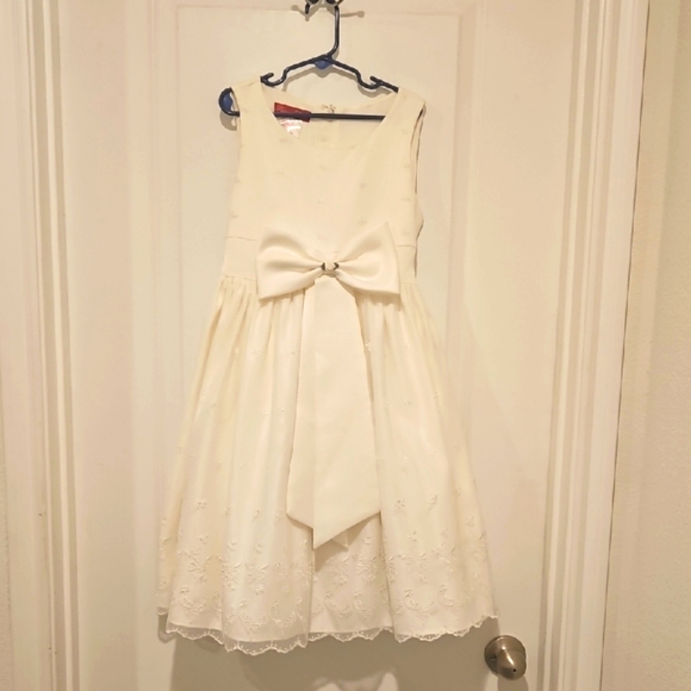 Ivory Bow-Front Formal Dress for Girls